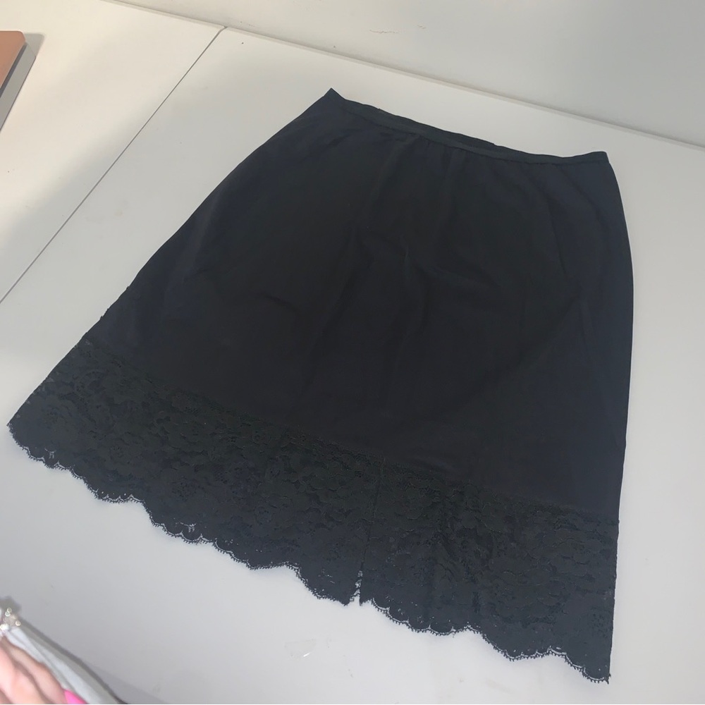 Vintage Wonder Maid Non Cling Black Lace Trimmed Nylon Half Slip W/ Slit Size M - Picture 5 of 14